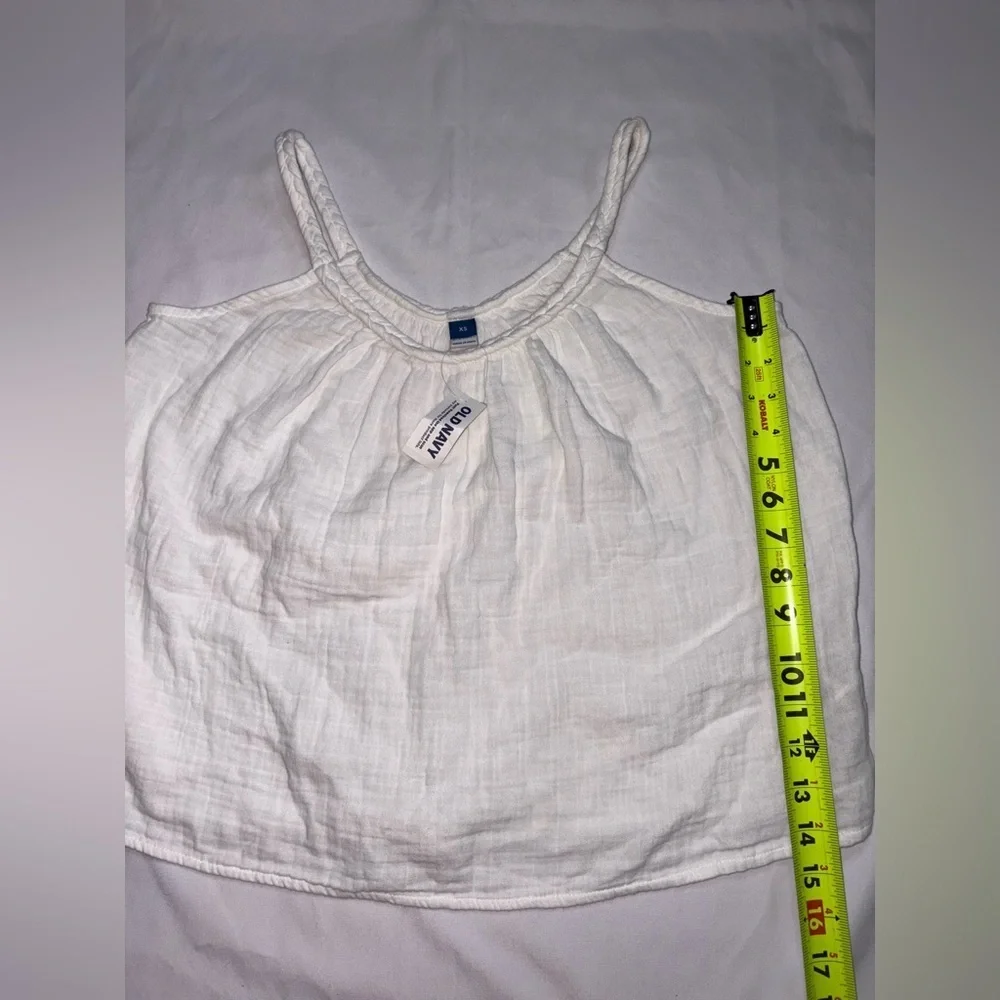 Old Navy NWT Size XS White 100% Cotton Coquette Braided Strap Crop Top - Picture 3 of 8